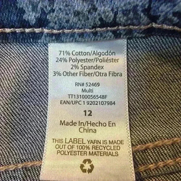 Time And Tru Shorts Womens 12 Denim Floral New Stretch 4" Inseam Mid Rise - Picture 3 of 13